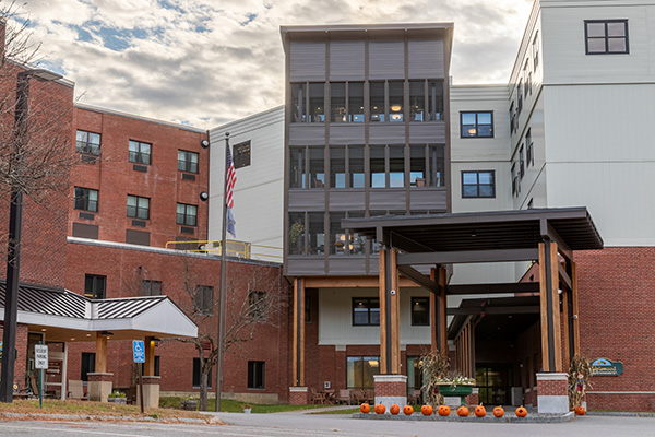 The main entrance of Maplewood Nursing Home